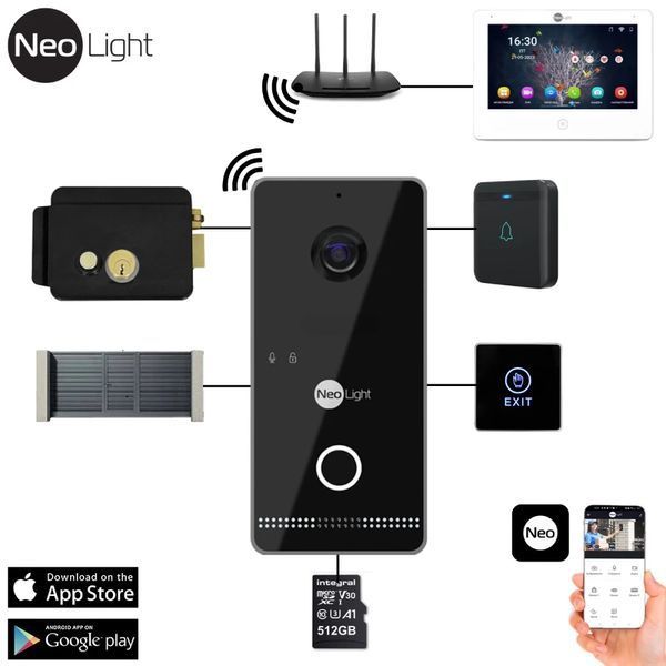 Neolight MEZZO Hybrid Black + OPTIMA IPW Black Комплект відеодомофону 99-00024876 фото